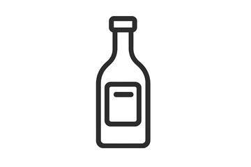 Simple outline icon of a generic glass bottle with a blank label for beverages or condiments