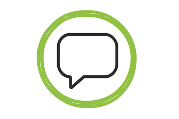 Naklejka premium Simple speech bubble icon inside a textured green circle for communication and chat