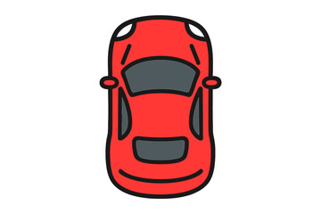 Fototapeta premium Stylized aerial view of a modern red automobile for transportation design