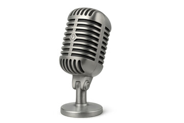 Fototapeta premium Vintage style microphone standing upright, capturing sound, broadcasting, podcasting, and creating music on transparent background
