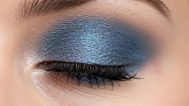 Closeup: eye makeup application and wink for dramatic effect