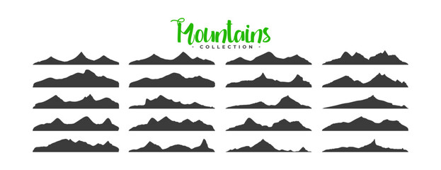 extreme terrain mountain peak silhouette on white banner design