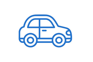 Fototapeta premium Blue outline icon of a small passenger automobile for digital interface and transportation design