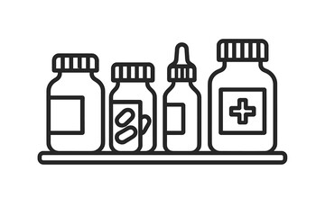 Obraz premium Collection of pharmaceutical bottles containing medicine, pills, and liquid medication