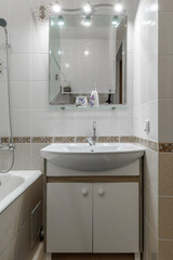 Bathroom Sink Cabinet with Mirror and Wall Lighting