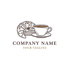 Elegant Coffee and Pastry Logo Design with Hand-Drawn Style.