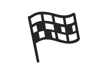 Simple black and white checkered flag symbol for racing finish line and success achievement