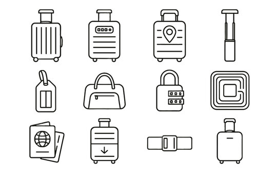 Tag vector bag retractable travel lock luggage rfid smart icon expandable