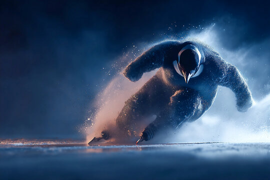 Dramatic ice skating performance in sportswear on a glistening rink at night Generative AI