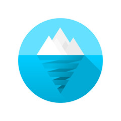 Iceberg or ice mountain floating on circle icon vector design