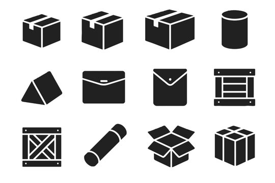 Flat parcel medium tube modern icon icons bundle package vector mailer cylinder