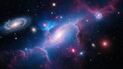 Spectacular galaxy formation with stars and colorful cosmic nebula
