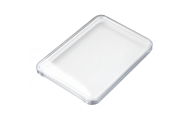 A sleek. transparent phone case placed on a clean. white surface. its minimalist design. ideal for product photography and online retail use