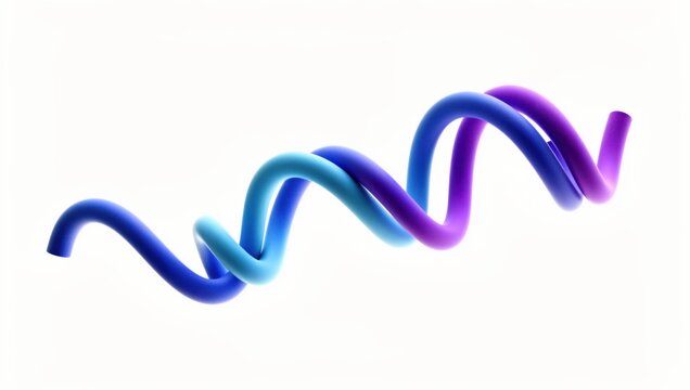 A vibrant, smooth ribbon-like visualization of protein folding with a matte surface and gradient colors, ideal for scientific and educational use.