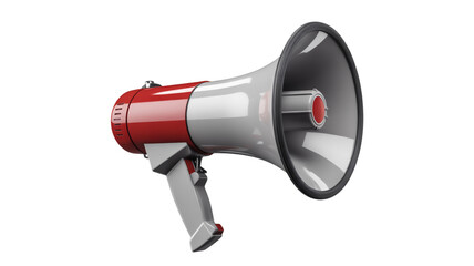 Red and silver megaphone isolated on transparent background