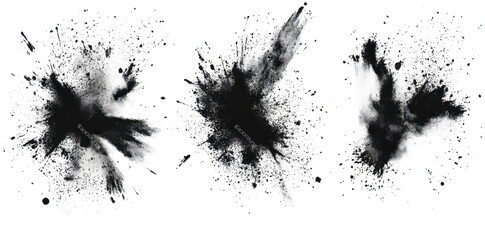 Fototapeta premium Abstract black ink splashes on a white background. dynamic motion and artistic expression. ideal for creative projects. backgrounds. or graphic design elements