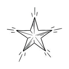 Obraz premium Hand drawn star with radiating light lines Keywords: star, hand drawn, sketch, drawing, doodle