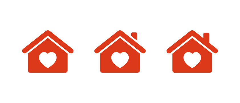 House icon with heart. Family love, home care, and property affection symbol