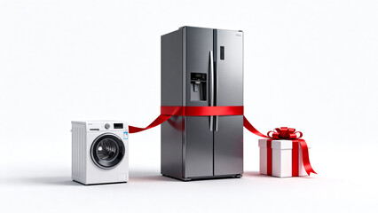 Refrigerator and washing machine with gift ribbon