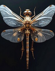 Ornate golden steampunk dragonfly