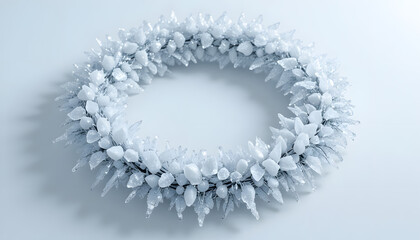 Elegant winter wreath with icy crystals, perfect for holiday decorations, festive designs, and seasonal celebrations, adding a touch of frosty charm