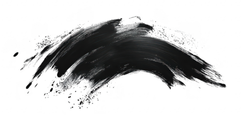 A dynamic black brushstroke sweeping across a white canvas. artistic expression and creativity. ideal for backgrounds in design projects or art-related content