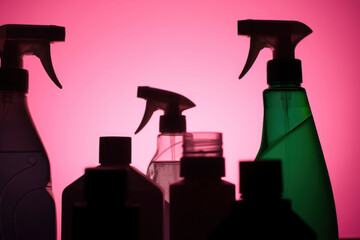 Cleaning Products, Bright Pink Backdrop