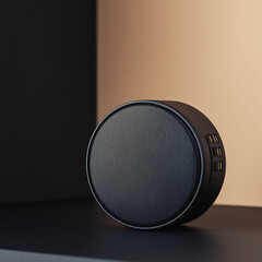 Stylish Black Round Object with Combination Lock on a Two-Tone Background - Modern Design