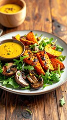 Salad with roasted sweet potato & greens