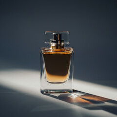 Elegant Perfume Bottle in Sunlight A Study in Light and Shadow