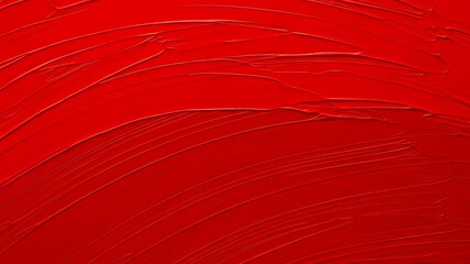 Bright Red Paint Brushstroke on White Paper Close-Up, Bold Horizontal Red Paint Stroke Artistic Texture Illustration
