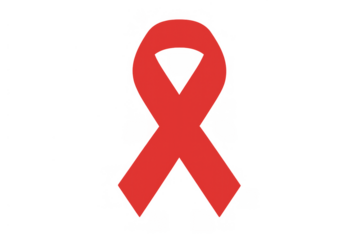 Red awareness ribbon symbolizing support and solidarity for hiv and aids, on a transparent background