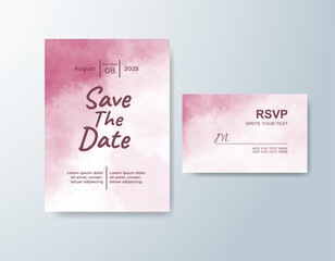 Romantic wedding invitation with airy watercolor blend.