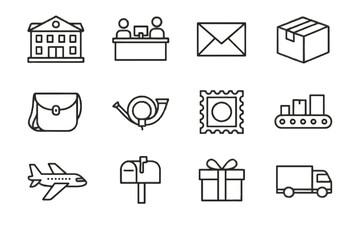 Envelope modern symbol mailbox machine delivery vector icons bag plane post icon