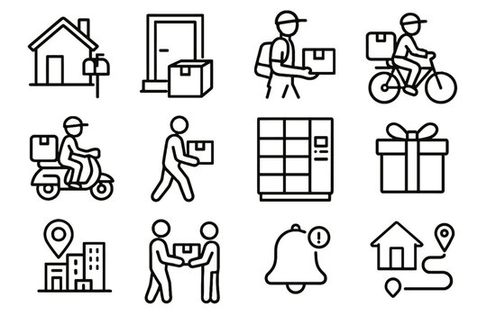 Mailbox icon vector receiving residential route locker icons bag delivery courier customer