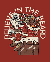 vector illustration of a skull sata claus