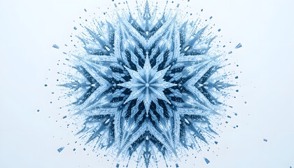 Intricate ice crystal fractal design radiates a modern, cool aesthetic perfect for winter promotions and scientific presentations, adding a unique flair