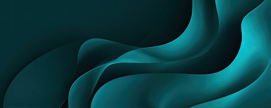 Teal-green flowing ribbons create a smooth, abstract design. Fluid shapes and light interplay. Modern, elegant - Powered by Adobe