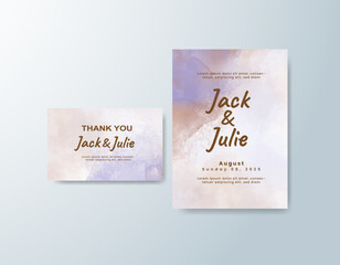 Romantic wedding invitation with airy watercolor blend.