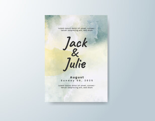 Romantic wedding invitation with airy watercolor blend.