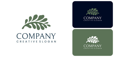 Premium Logo Design Green Leaf Branch Symbol Health Beauty Vector Template