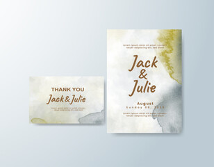 Romantic wedding invitation with airy watercolor blend.