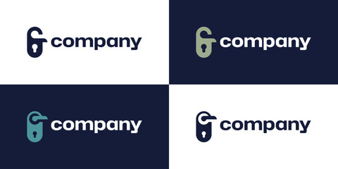 Door Handle Symbol Icon Keyhole Key Modern Minimalist Logo Digital Security