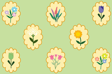 Pastel Garden Medallion Floral Pattern