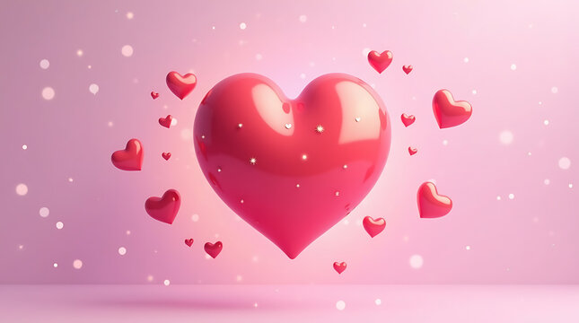 Valentine's day heart background love romance pink hearts celebration design - Powered by Adobe