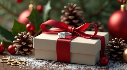 Christmas engagement ring gift box present holiday proposal jewelry