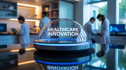 Healthcare innovation concept with modern laboratory research and medical technology
