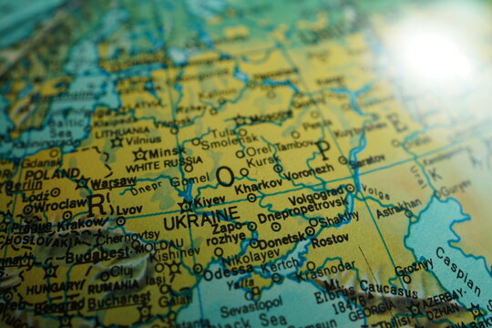 Hong Kong 2025 May 2 2025: map of  Ukraine and Russia during the Soviet Union period in the world map of globe