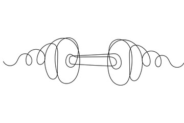 Dumbbell continuous one line drawing minimalist vector isolated flat sketch illustration
