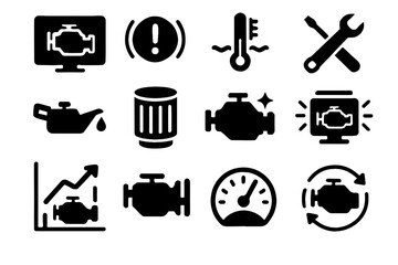 Scan engine icons vector system icon diagnostic tool level alert diagnostics error